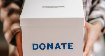 box with "donate" written on it