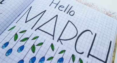 "hello march" written on paper