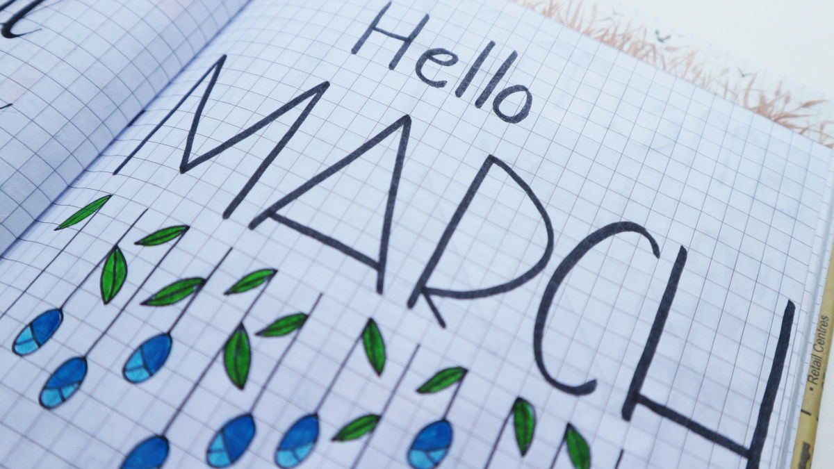 "hello march" written on paper