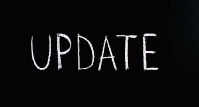the word "Update" in white on black background