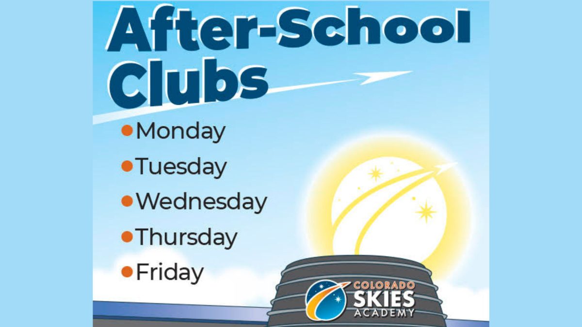 "After School Clubs" in dark blue font on light blue background