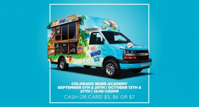 Picture of the Kona Ice Truck on a teal background