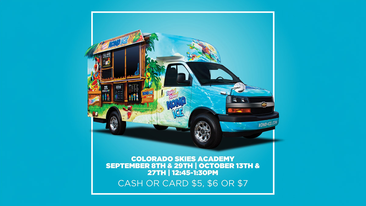 Picture of the Kona Ice Truck on a teal background