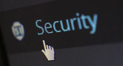 black background with blue font "security" in the foreground